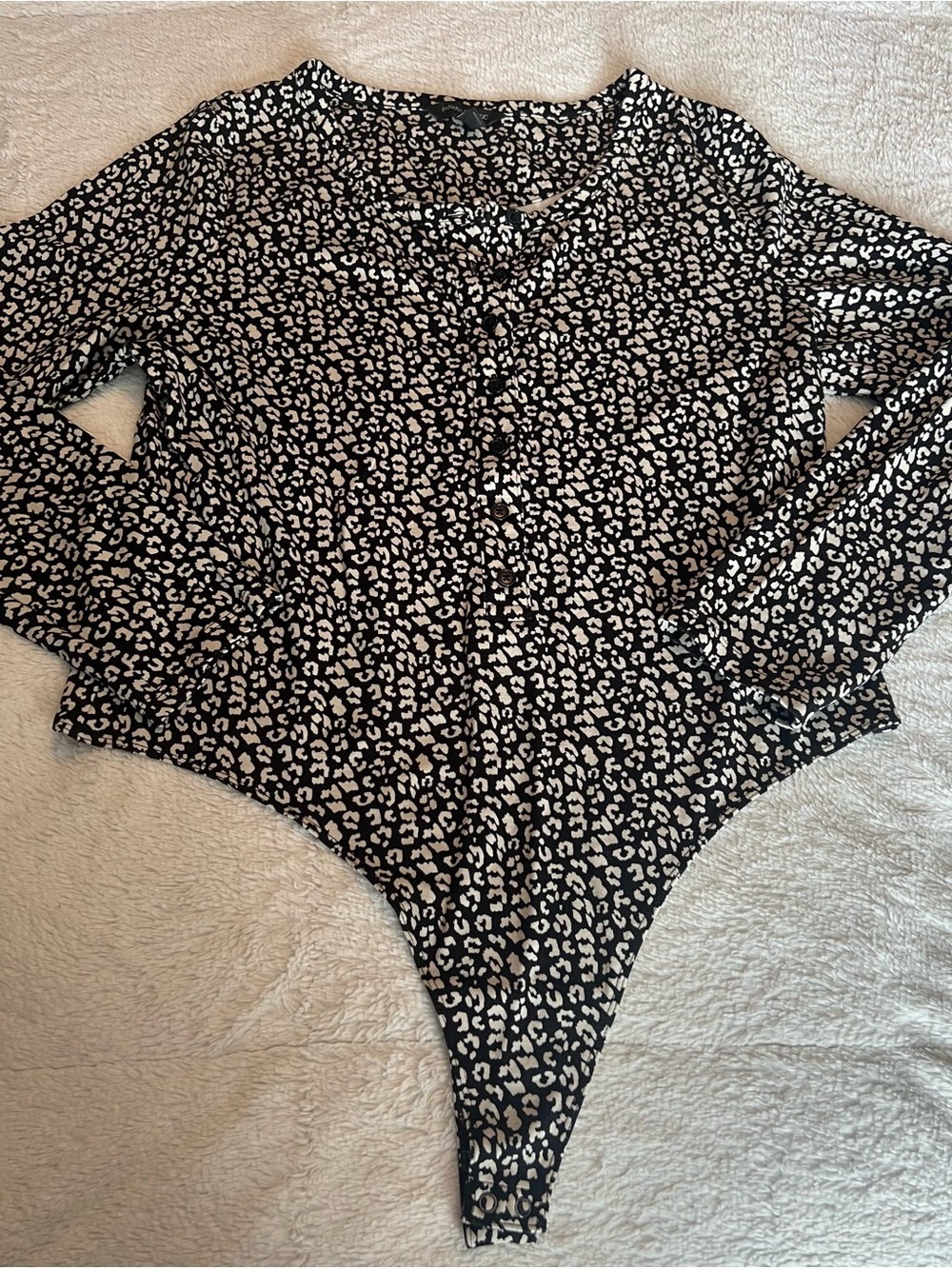 Banana Republic Leopard Print Henley Top Bodysuit, Women's XL